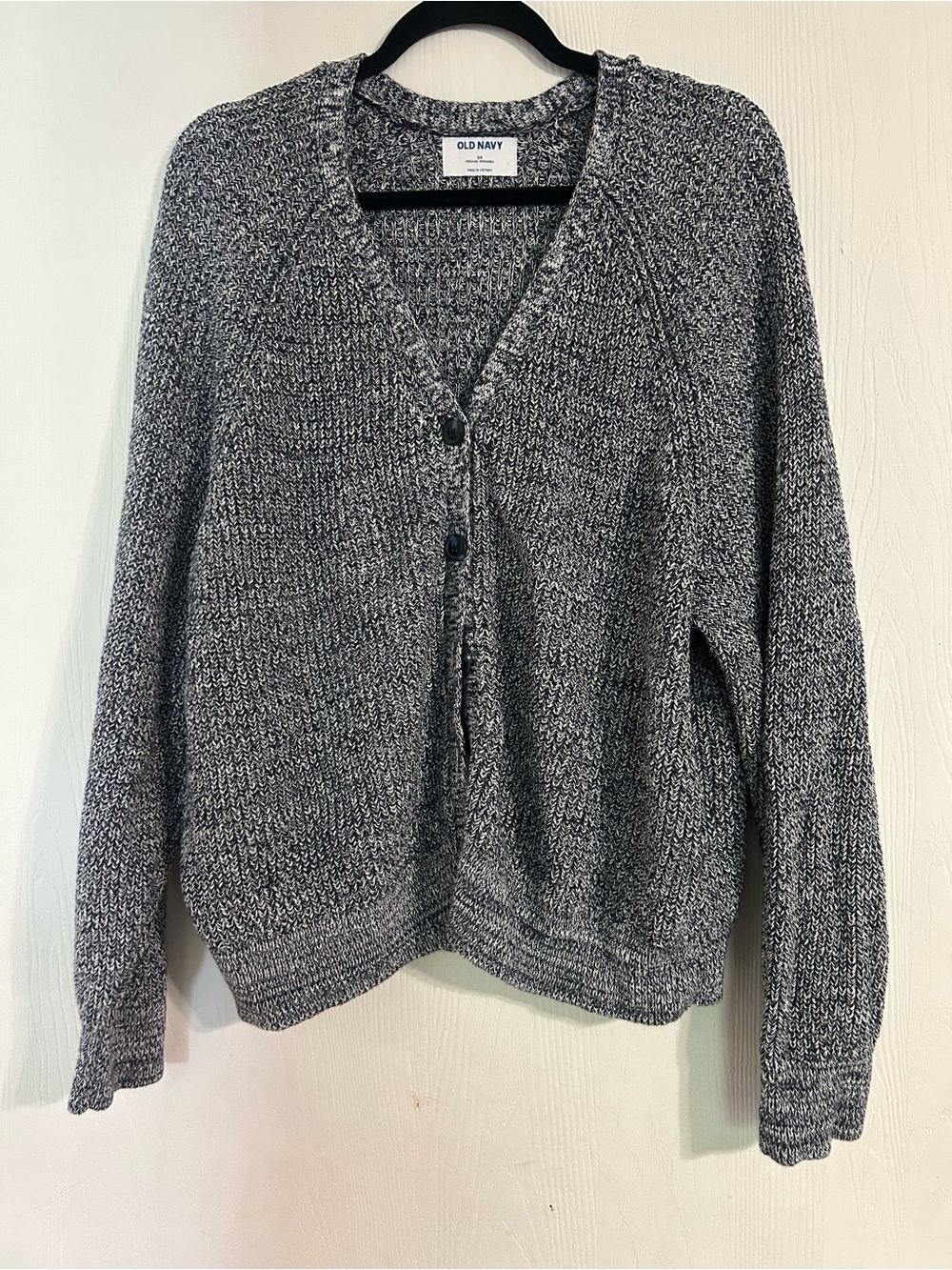 Old Navy Women's Blue and White Knit Button Cardigan